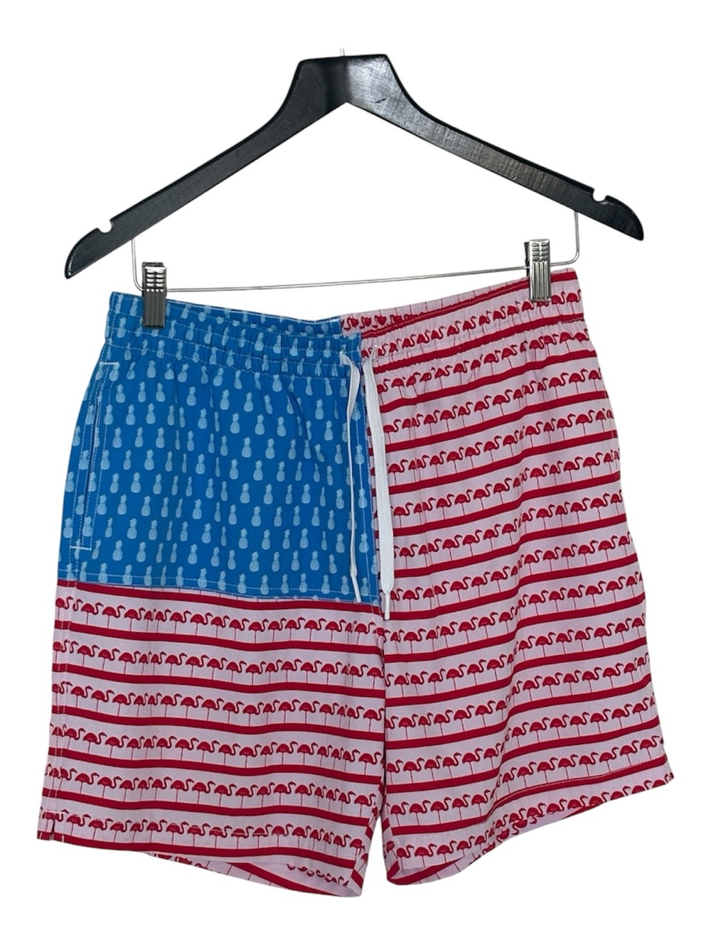 chubbies Men's Fruited Plains Blue & Red Pineapple and Flamingo Swim Shorts